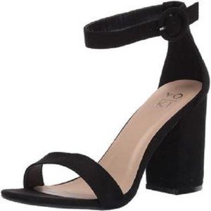 Yoki Back Strap Chunky Block 4" Heel, Fabric Suede size 10